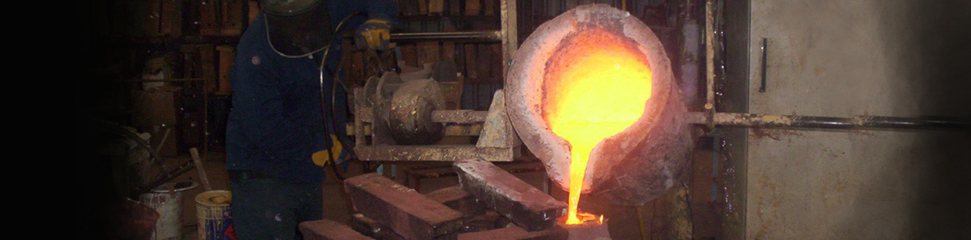 steel casting being poured